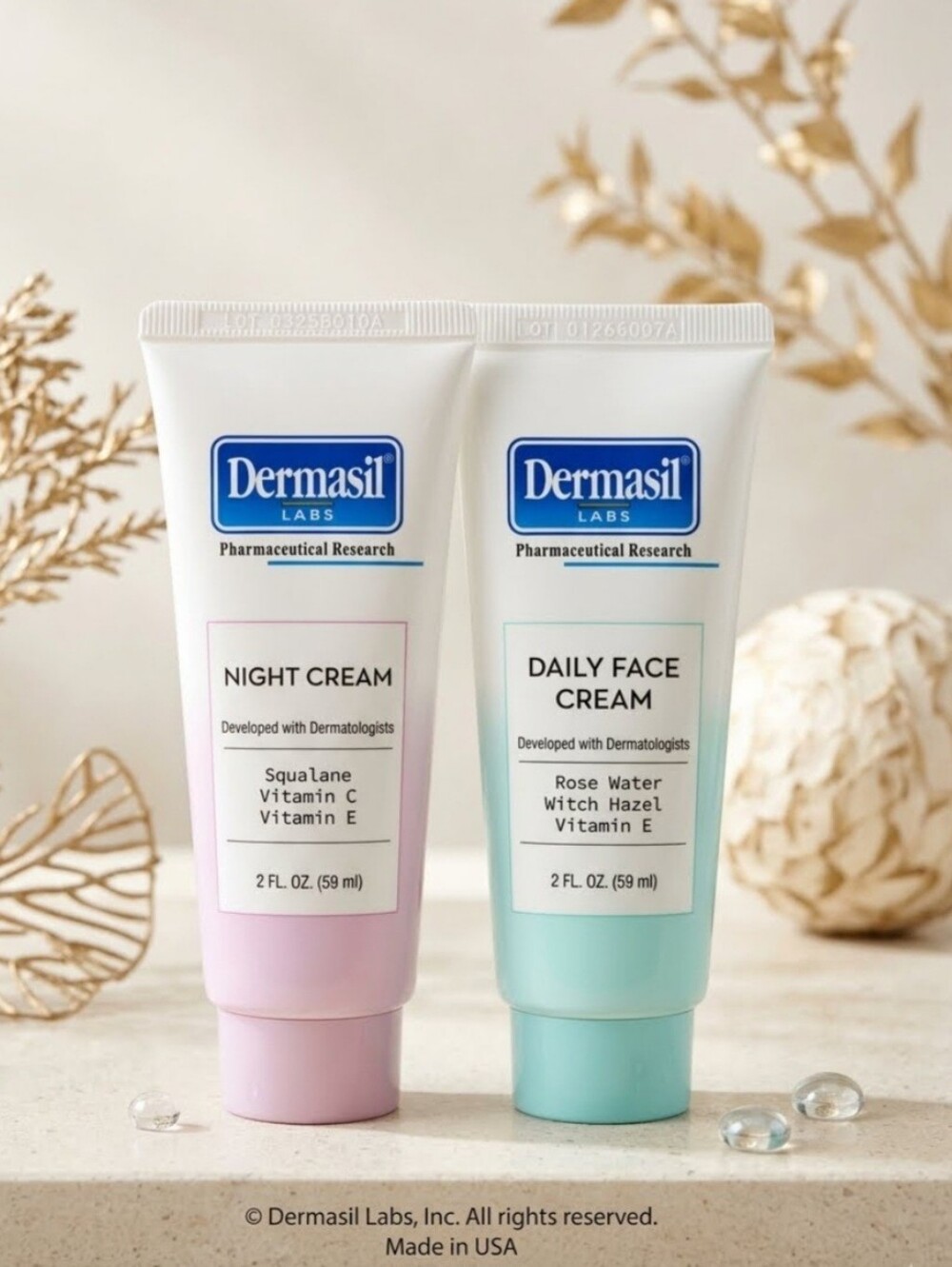 Dermasil Labs Daily Face Cream & Night Cream 2oz NEW SEALED Vitamin E